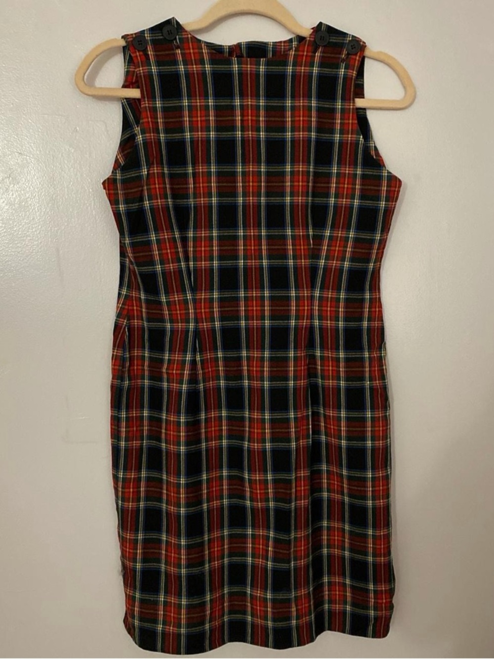 Vintage Plaid Sleeveless Midi Dress